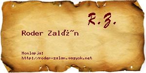 Roder Zalán névjegykártya
